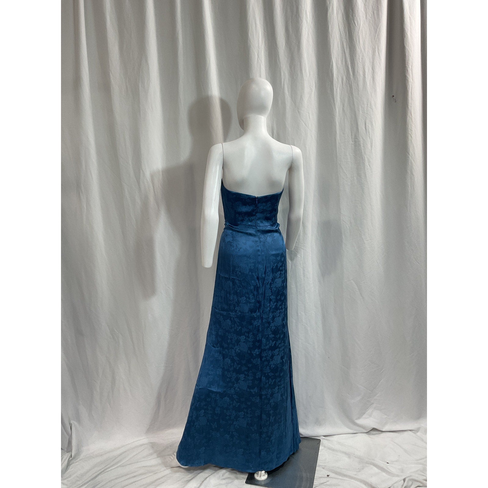House Of Harlow 1960 x Revolve 'Veronika' Blue Satin Jacquard Maxi Gown Size M