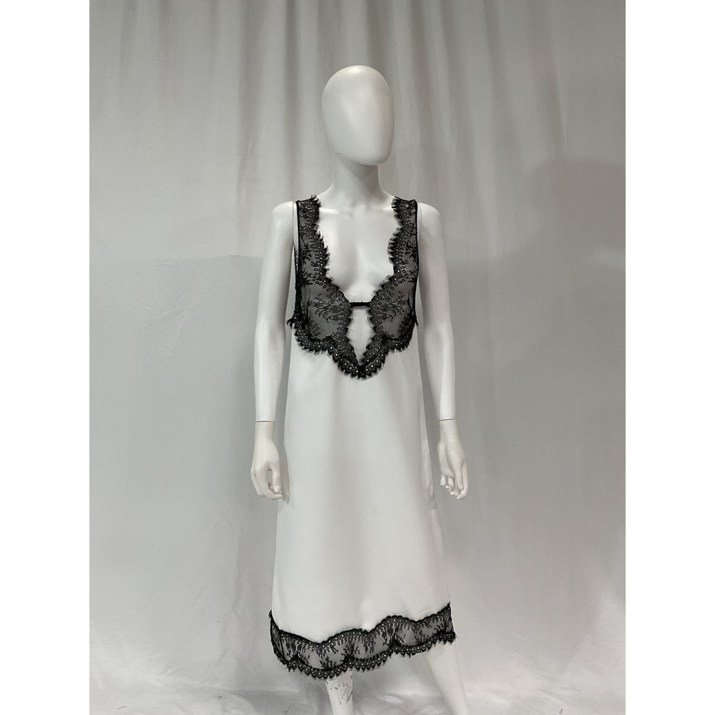 Dodo Bar Or Easy White Lace-Trimmed Twill Midi Dress Size XXS