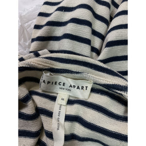 Apiece Apart 'Easy' White Crewneck Stripe Pocket T-Shirt Size M