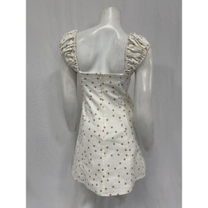 Lpa Polka Dot White Linen Fit & Flare Size S