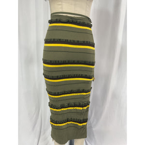 Jacquemus 'Concha' Green Cutout Striped Seersucker Midi Skirt Size M - NWT