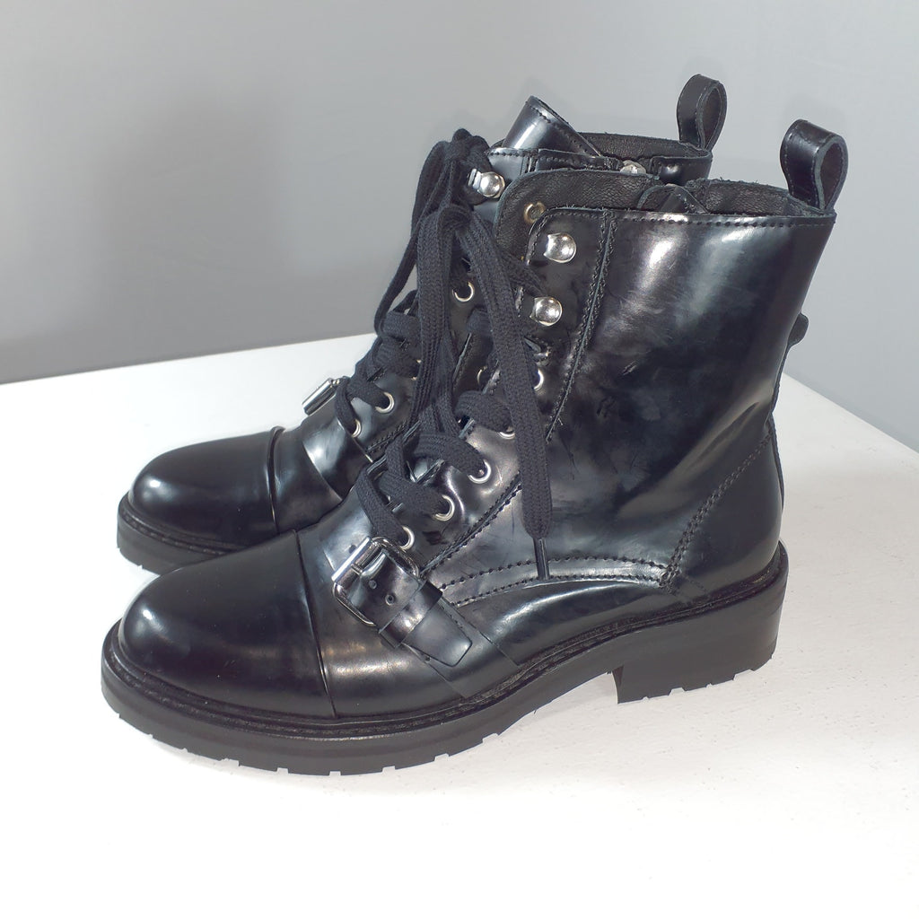 Allsaints 'Donita' Black Leather Boot Size 7
