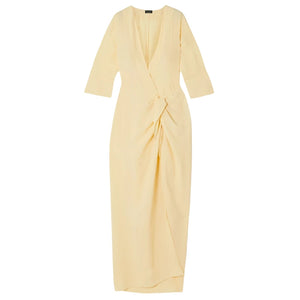 Haight Knotted Yellow Wrap Dress Size X Large