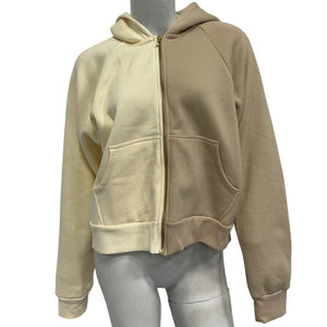 Donni Colorblock Creme Stone Eco Fleece Duo Hoodie Size M