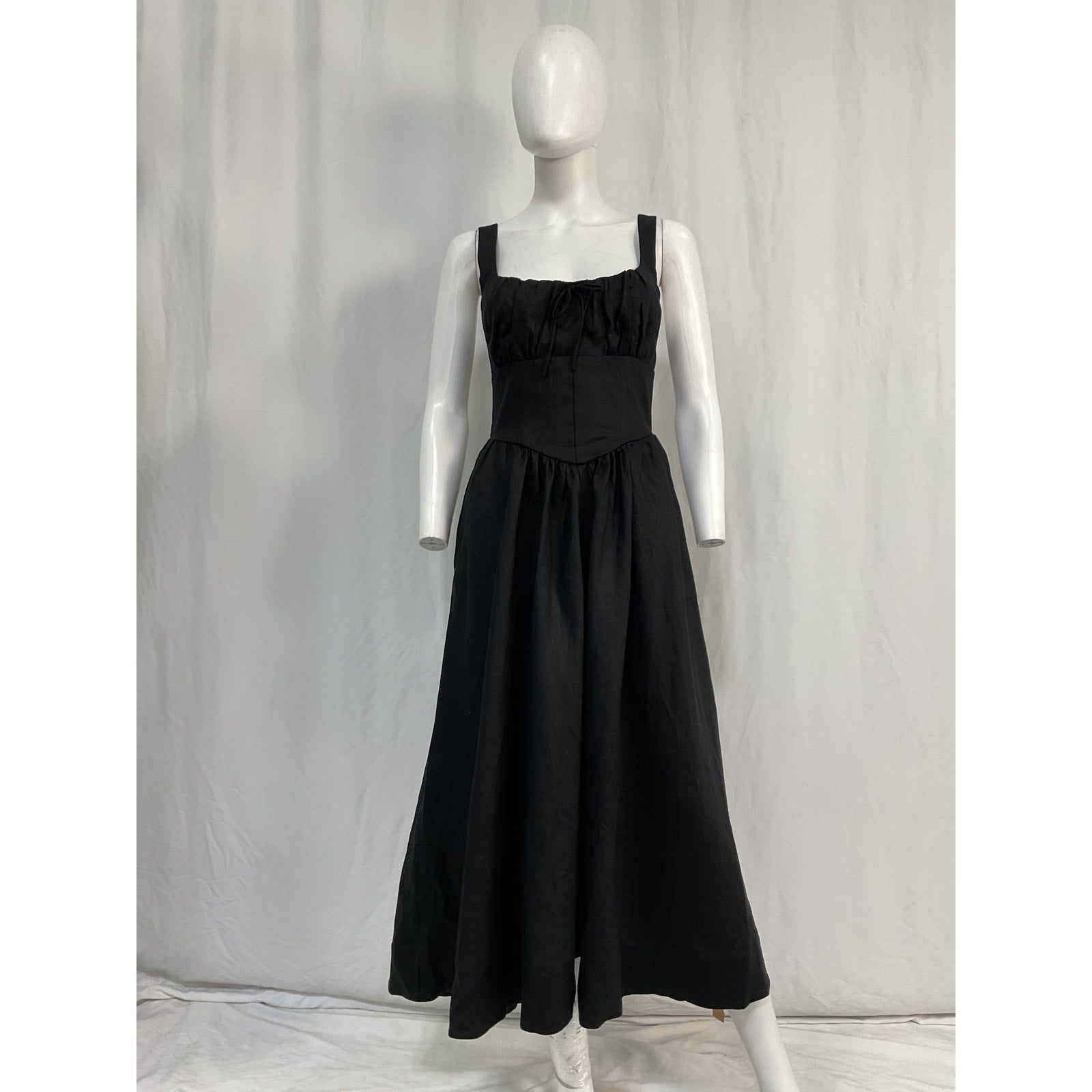 Reformation 'Balia' Black Linen Dress Size 4 - NWT