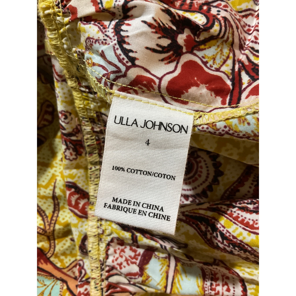 Ulla Johnson 'Lila' Yellow Cotton Off-The-Shoulder Cotton Mini Dress Size 4