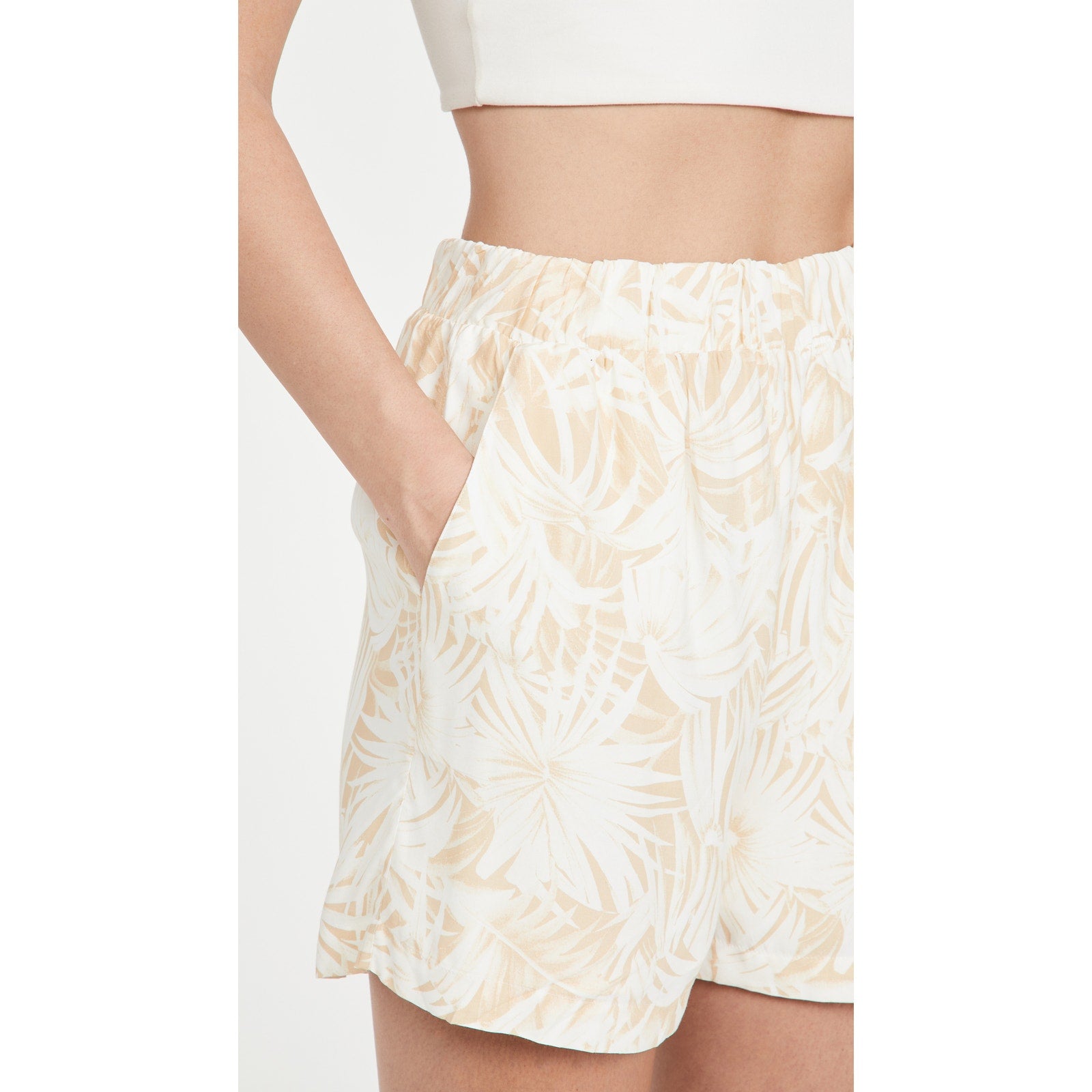 Anine Bing 'Candice' White Palm Print Shorts Size S