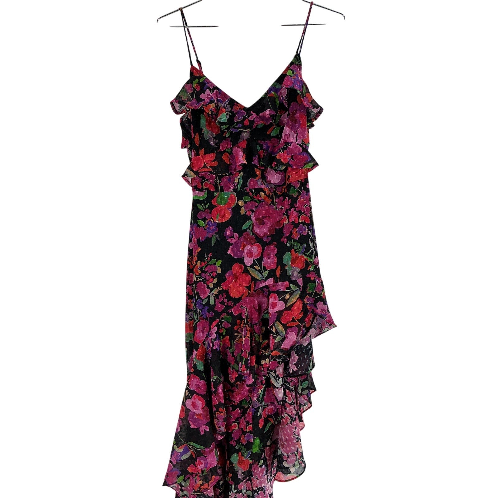 Line & Dot 'Mika' Black Viscose Asymmetrical Dress Size S
