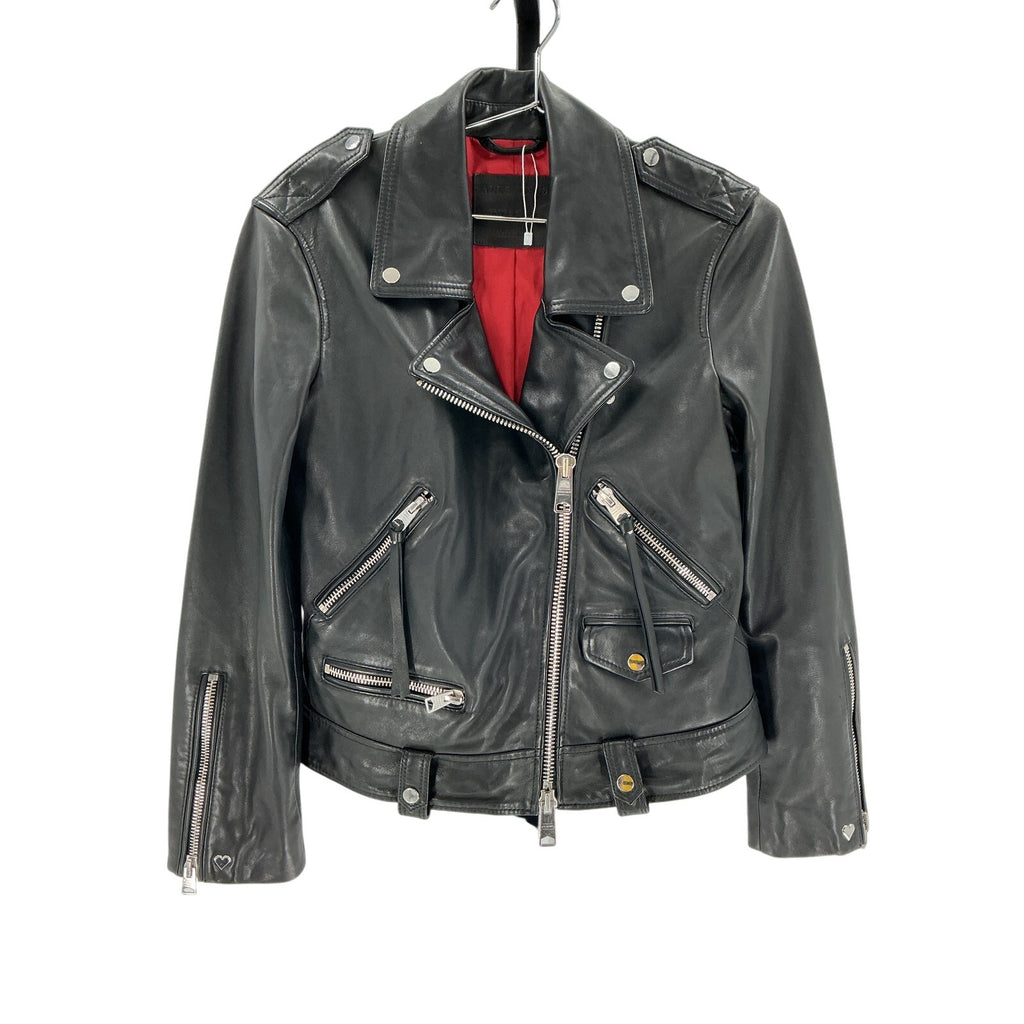 Allsaints 'Luna' Black Leather Biker Jacket Size XS