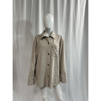 Vince 'Oversize' Tan Cotton Blend Knit Shirt Jacket Size L