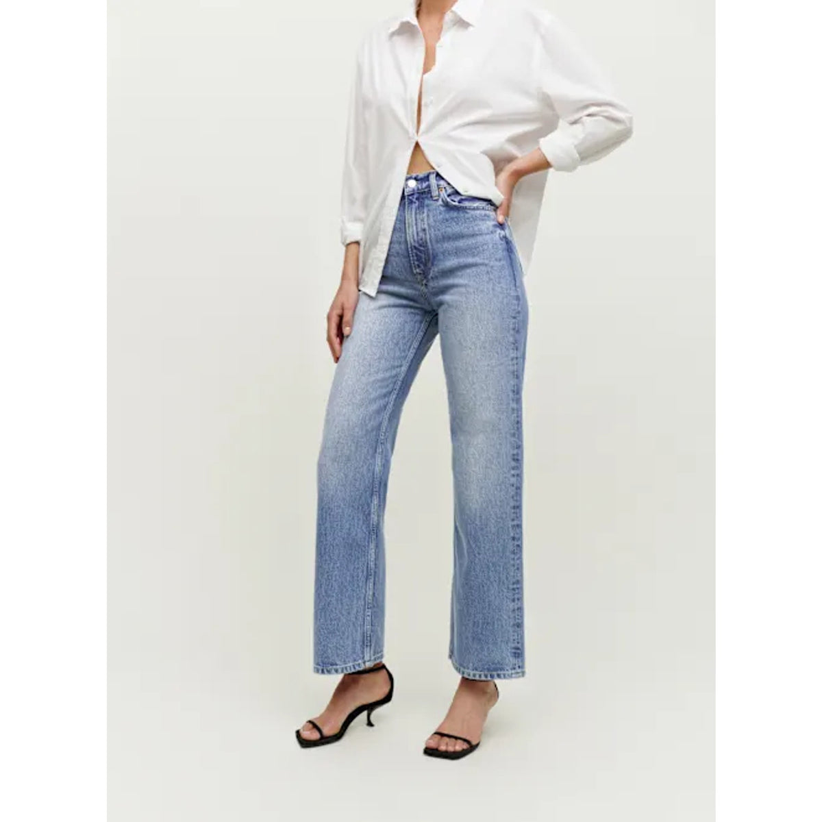 Reformation Wilder High Rise Wide Leg Cropped Denim Jeans Size 25