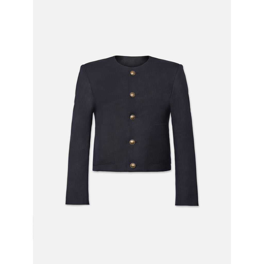 Frame Button Front Navy Jacket Size M