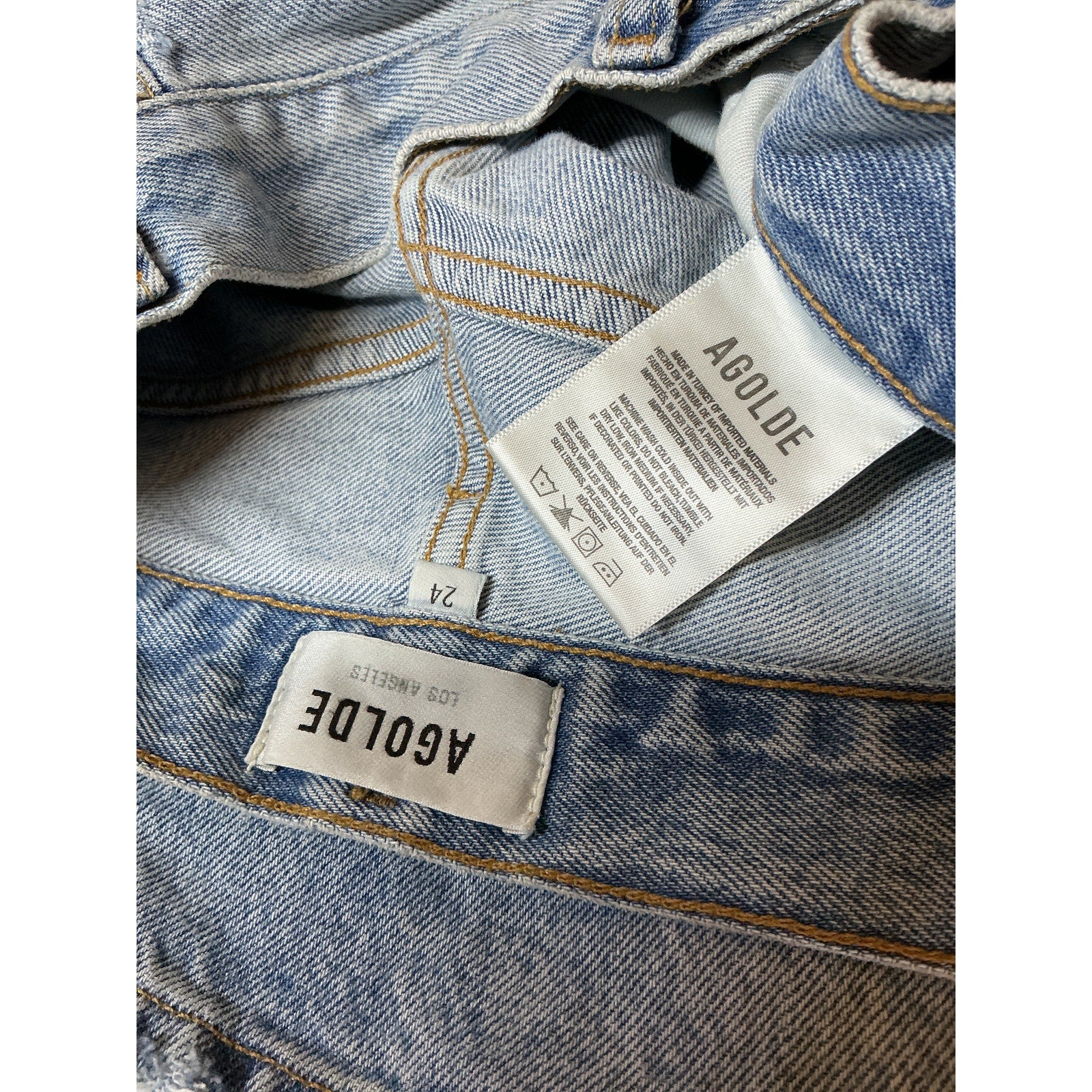 Agolde Pinch Waist Blue Cotton High Rise Kick Denim Jean Size 24
