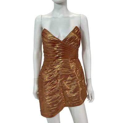 Retrofête Metallic Apricot Nala Mini Dress Size S