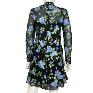 Red Valentino Floral Multicolor Tie Neck Mini Dress Size 40