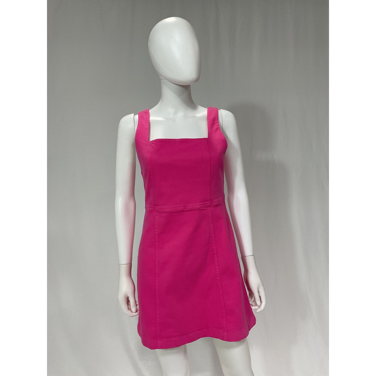 Alice + Olivia 'Ramsey' Pink Stretch Denim Sleeveless Square Neck Mini Dress Size 4