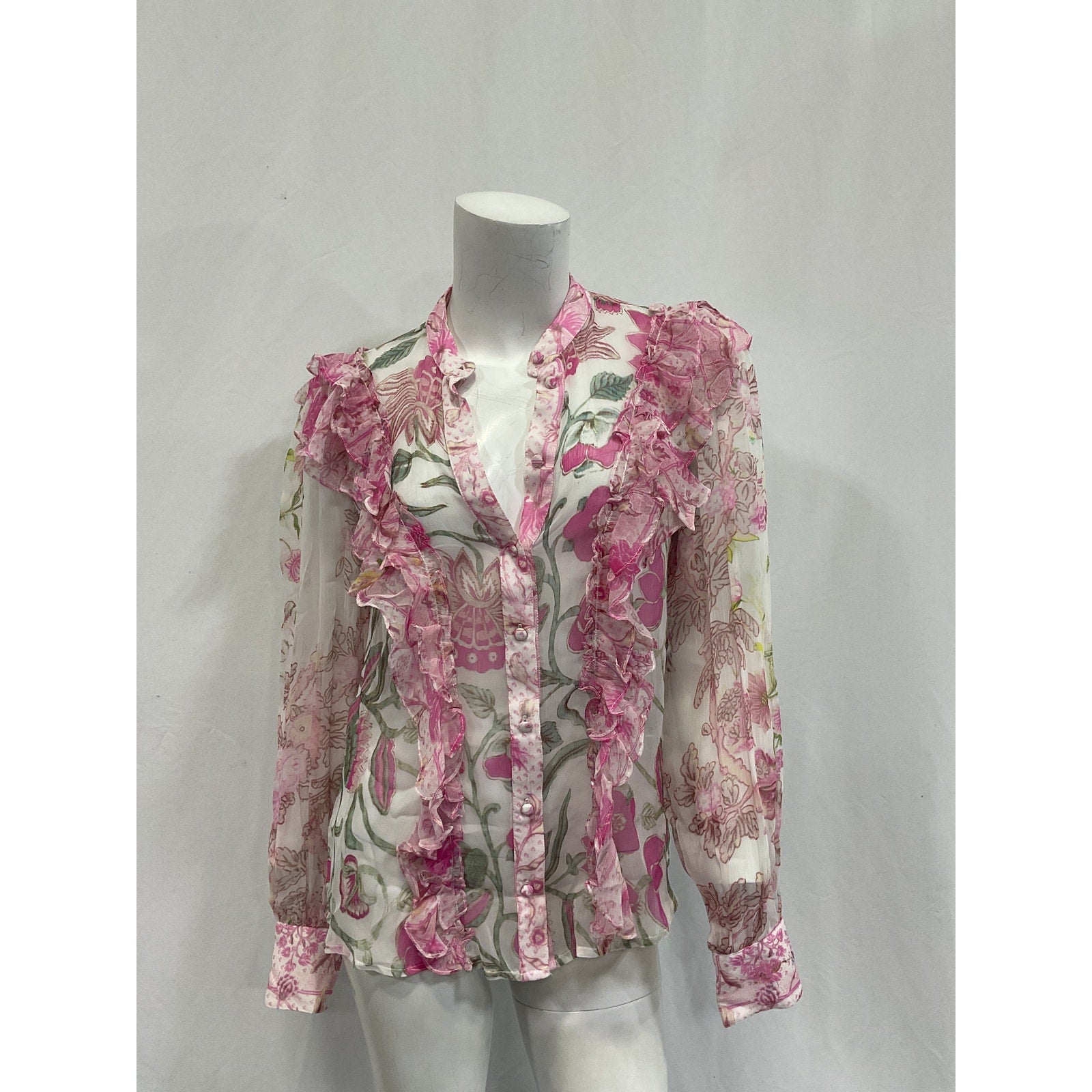 Hemant And Nandita 'Tara' Pink Frilly Shirt Size XS