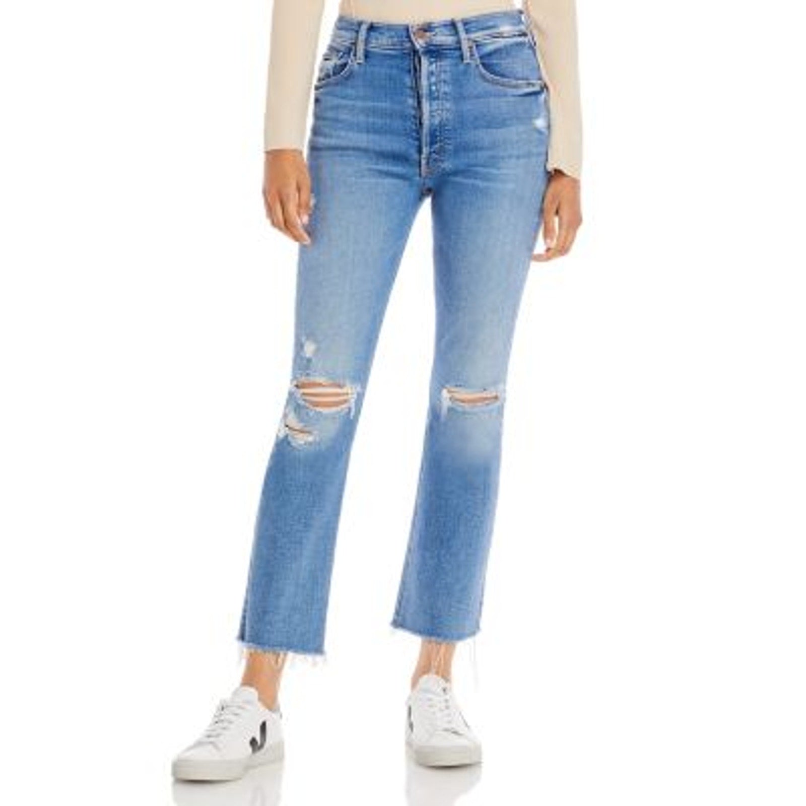 Mother 'The Tripper' Blue Ripped Ankle Jeans Size 26