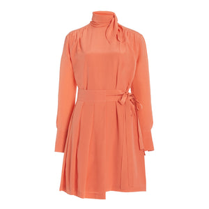 Victoria Beckham Pleated Peach Mini Dress Size Uk 12 / US 8