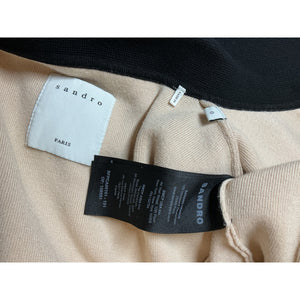 Sandro Colorblock Beige And Black Contrast-Trim Button-Front Jacket Size 0