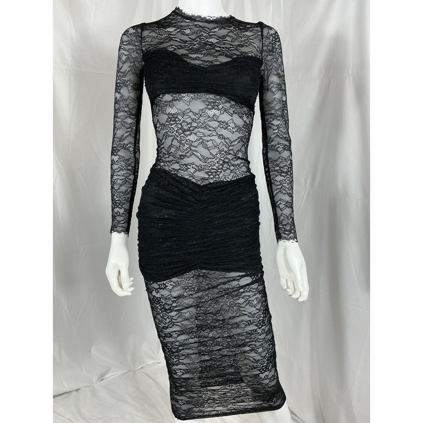 Retrofete 'Ellie' Black Lace Midi Dress Size XS
