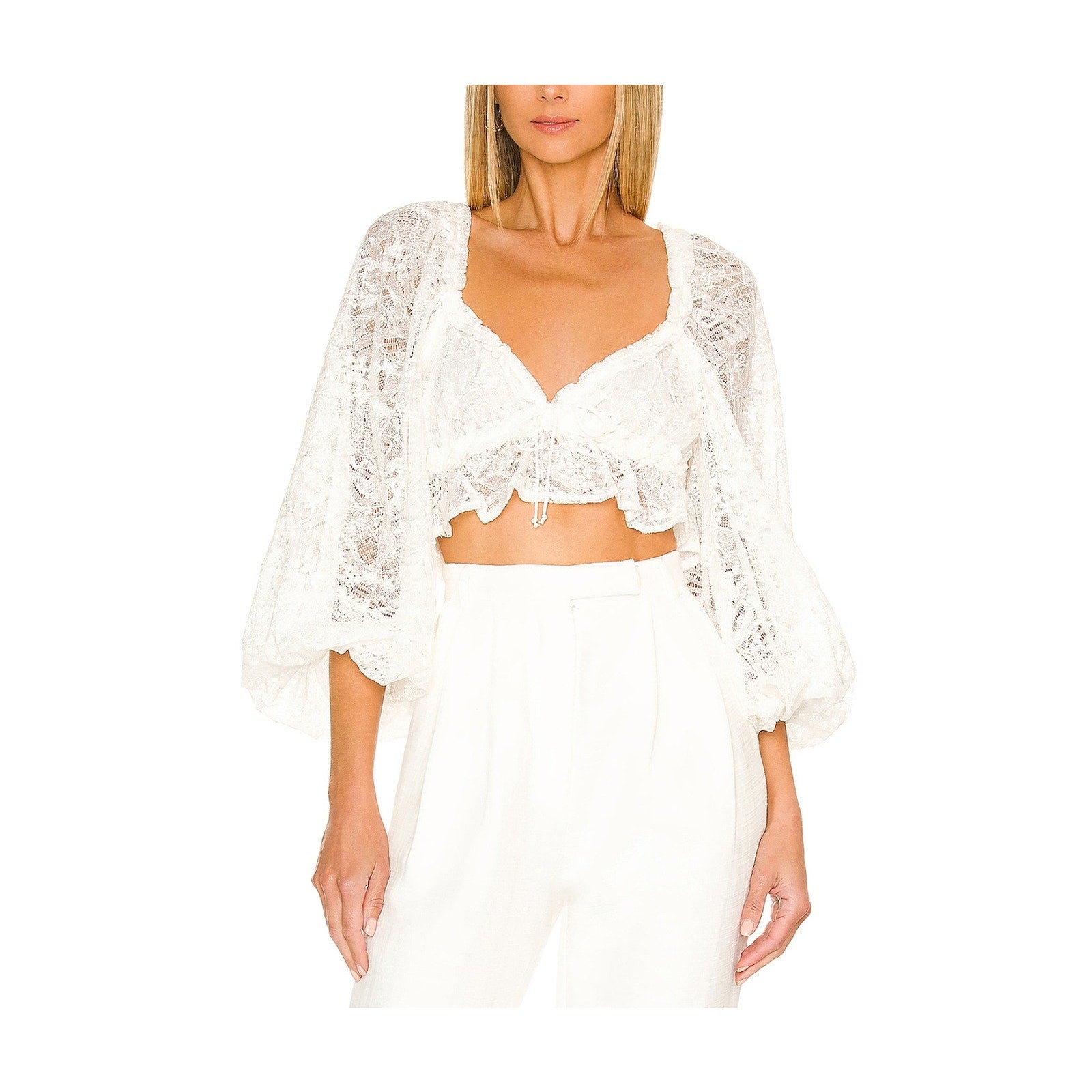 For Love & Lemons 'Madeline' White Lace Top Size S