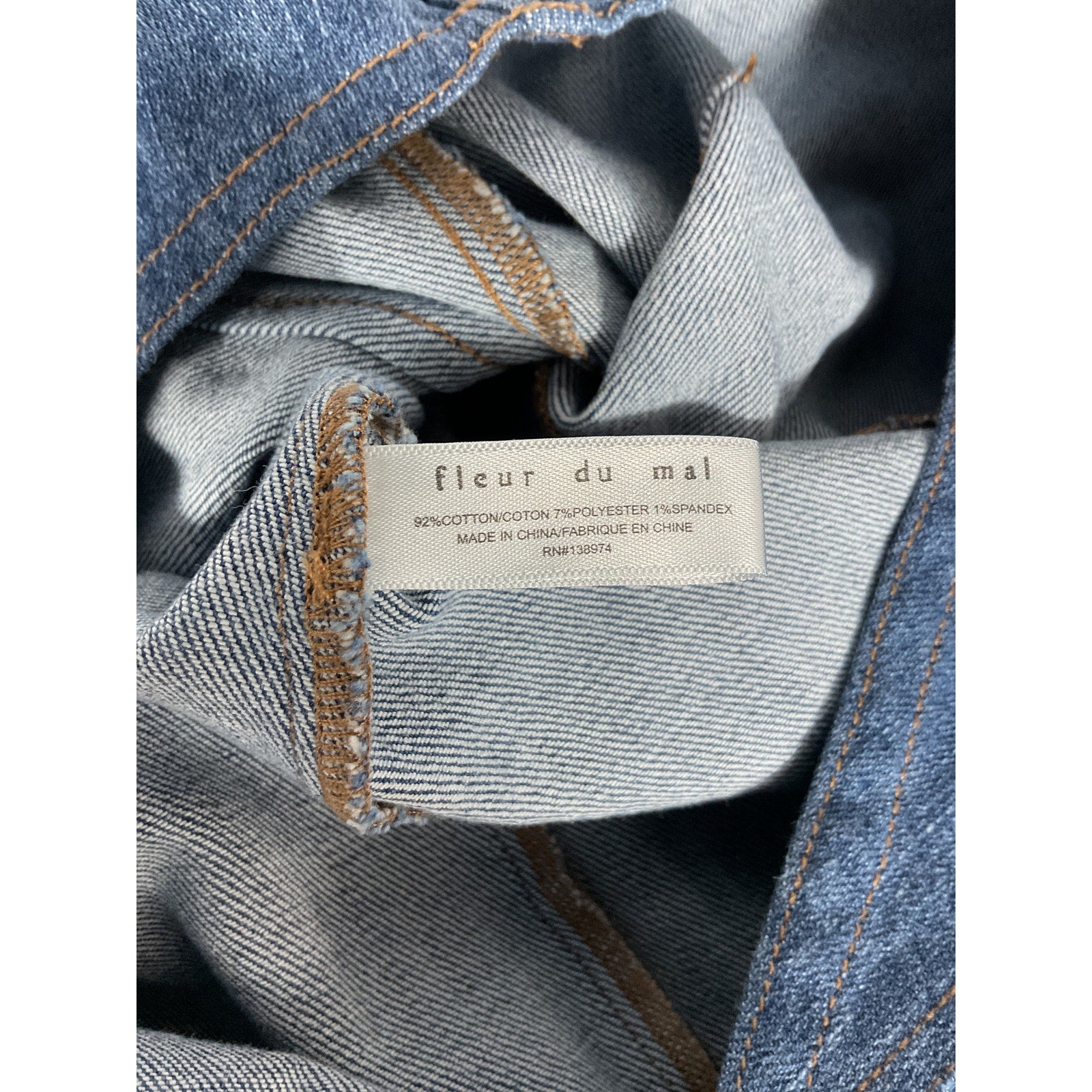 Fleur Du Mal 'Asymmetrical' Blue Cotton Denim High Leg Dress Size 0