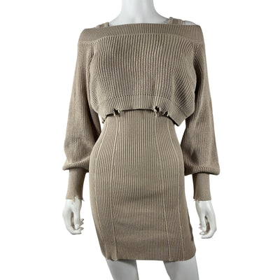 Ser.O.Ya Ribbed Tan Janelle Sweater Dress Size S