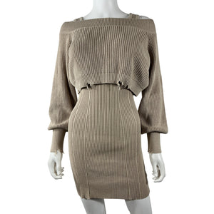 Ser.O.Ya Ribbed Tan Janelle Sweater Dress Size S