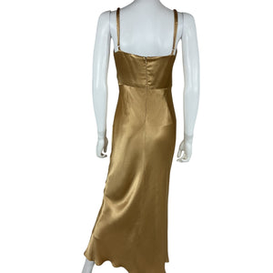 Shona Joy Satin Gold Oliviera Dress Size 6