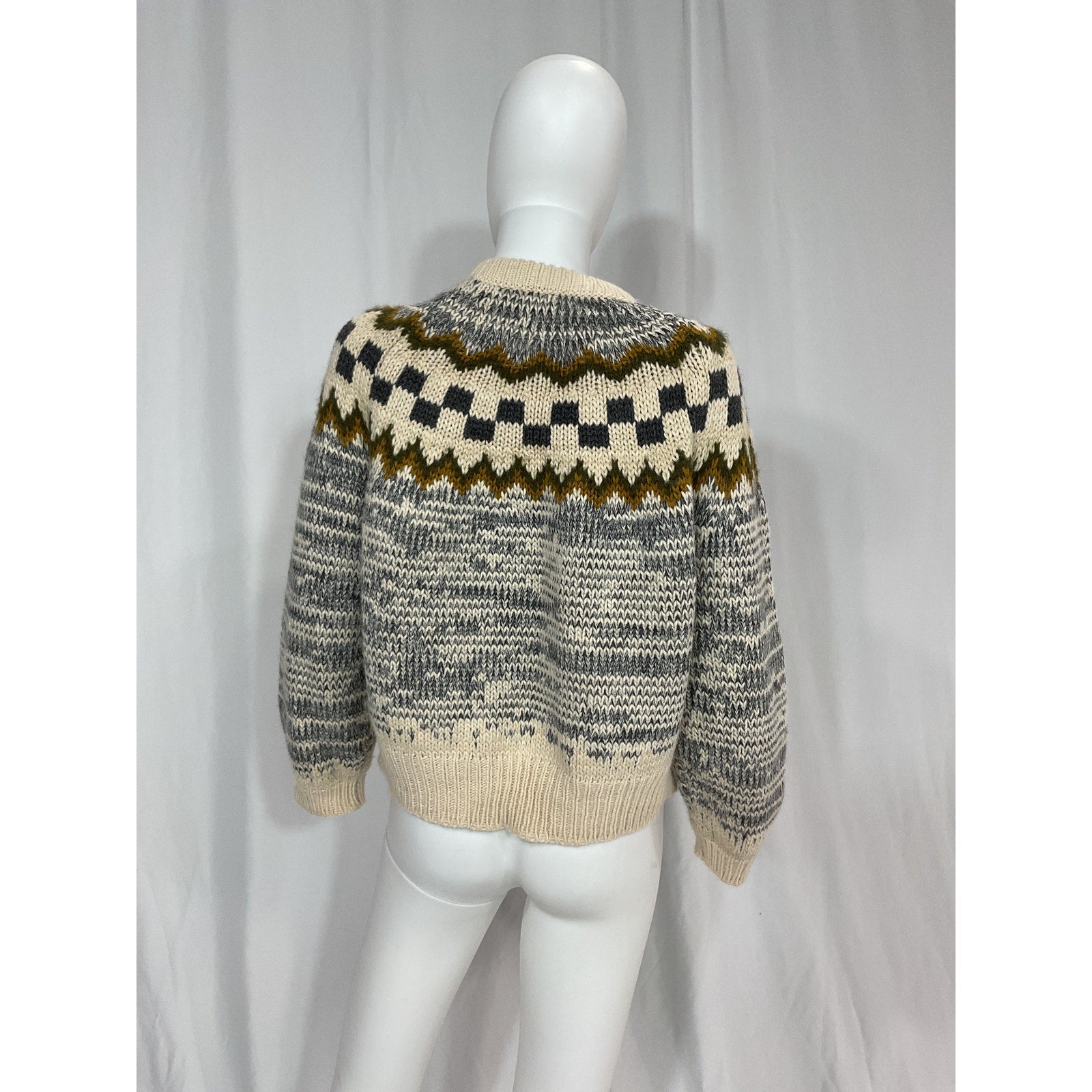 The Great 'The Geo' Tan Check Alpaca-Blend Sweater Size 2