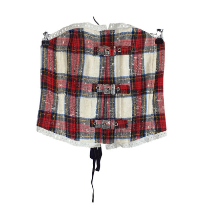 Alessandra Rich Plaid White Corset Top Size 38 EU / US 2