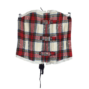 Alessandra Rich Plaid White Corset Top Size 38 EU / US 2