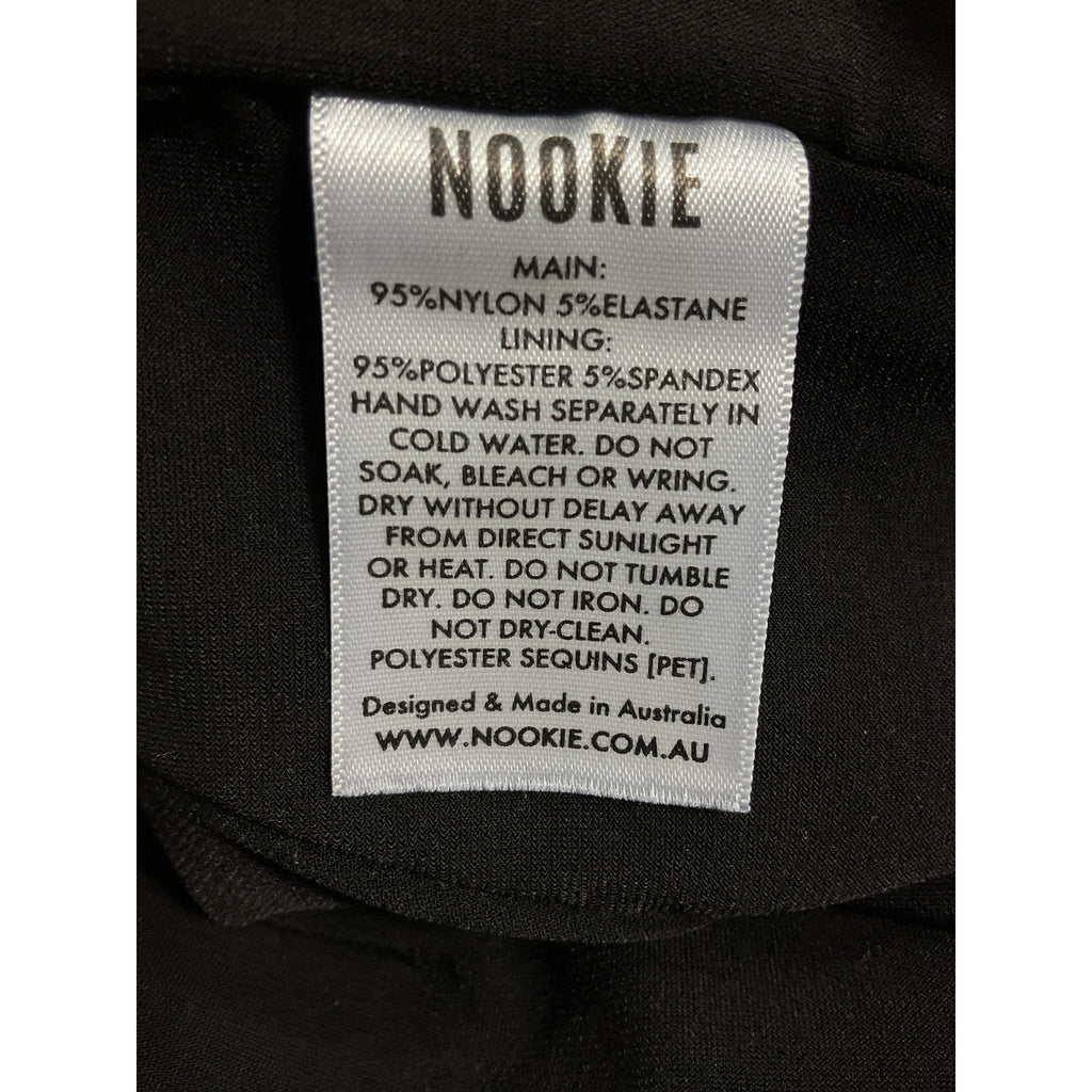 Nookie 'Leilani' Black One Shoulder Sequin Embellished Gown Size S