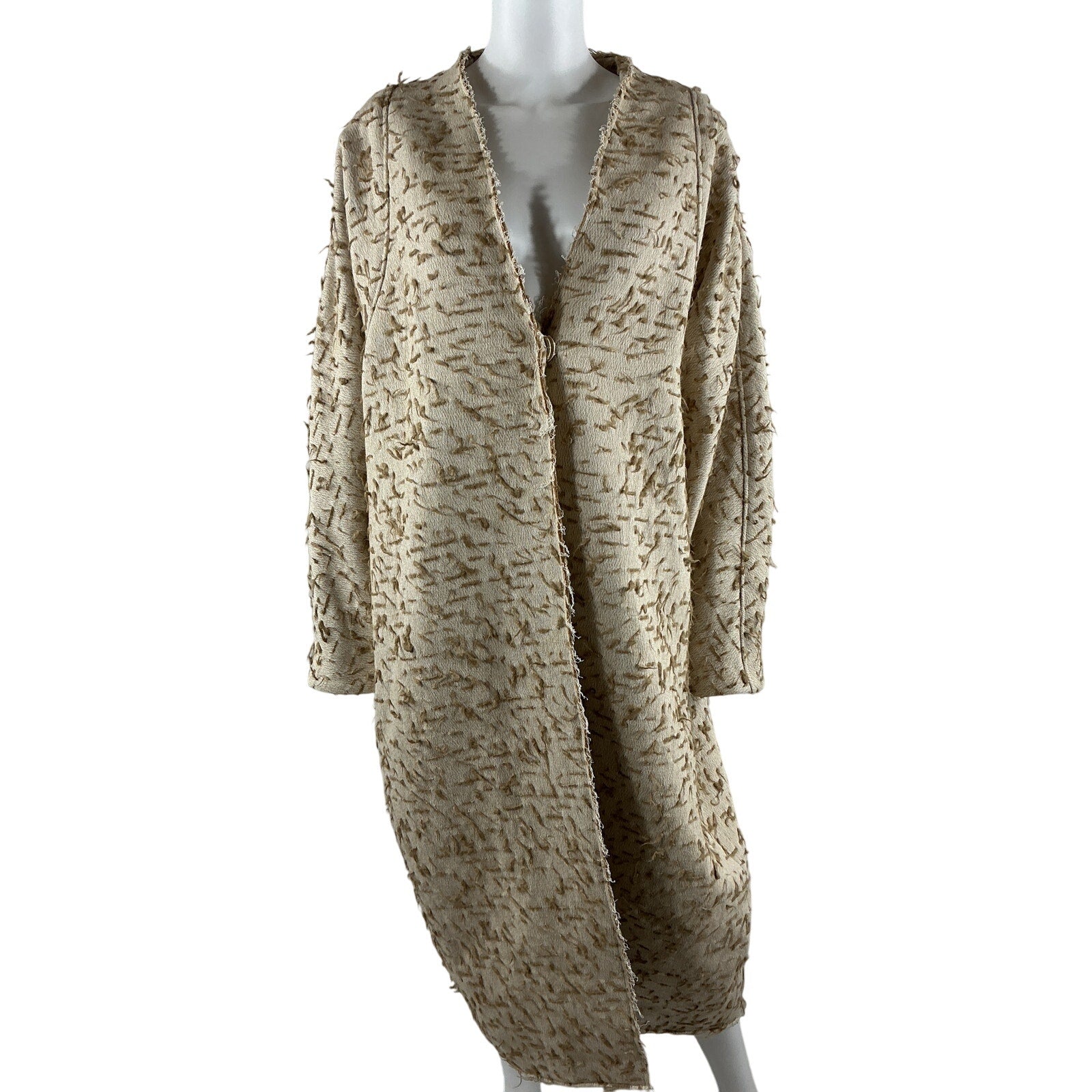 By Malene Beige Wool Birger Printed Coat Size 36