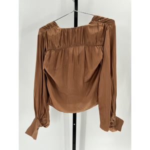 Frame Long Sleeve Brown Polyester Crossover Top Size S - NWT