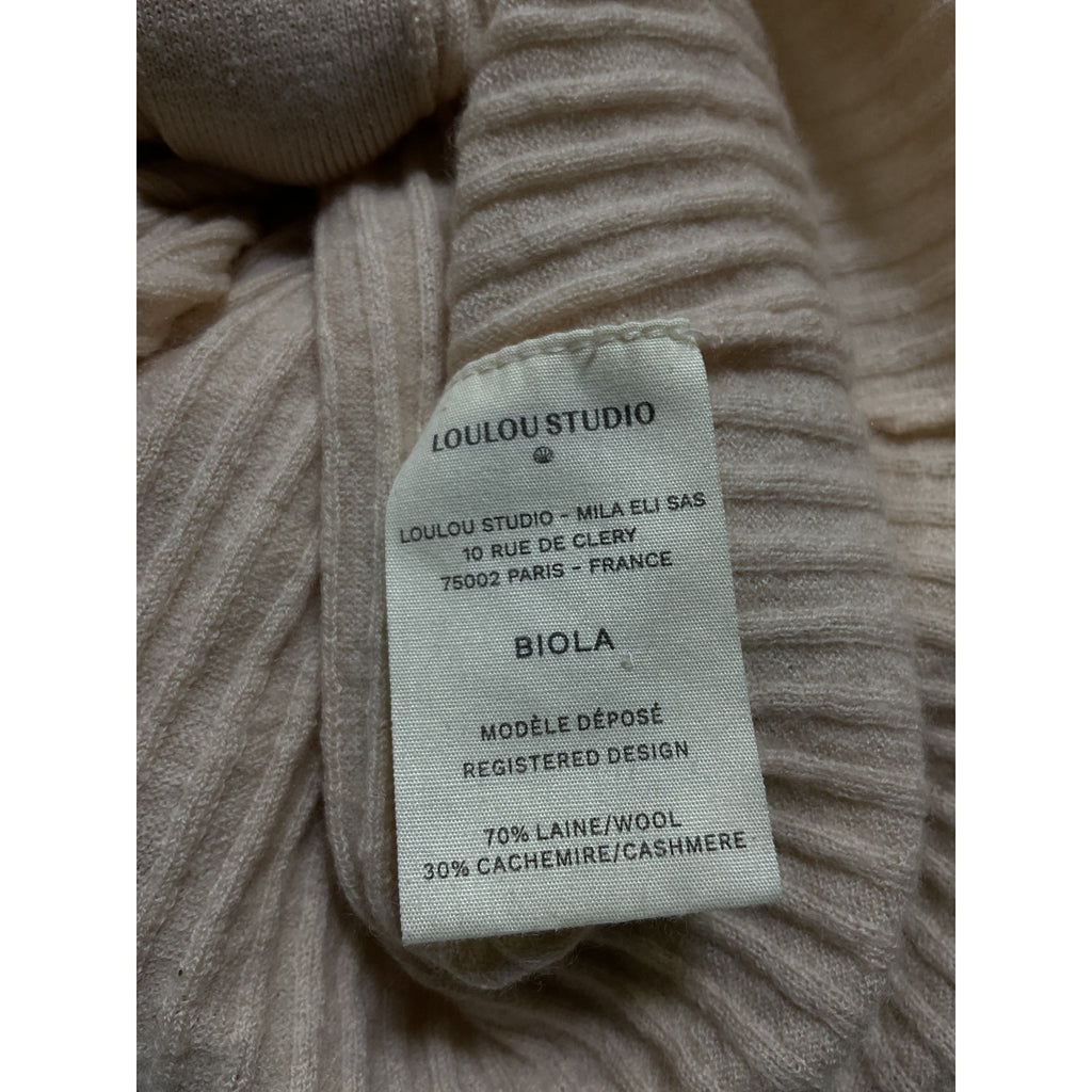 Loulou Studio 'Biola' Beige Ribbed Wool And Cashmere Blend Top Size XS
