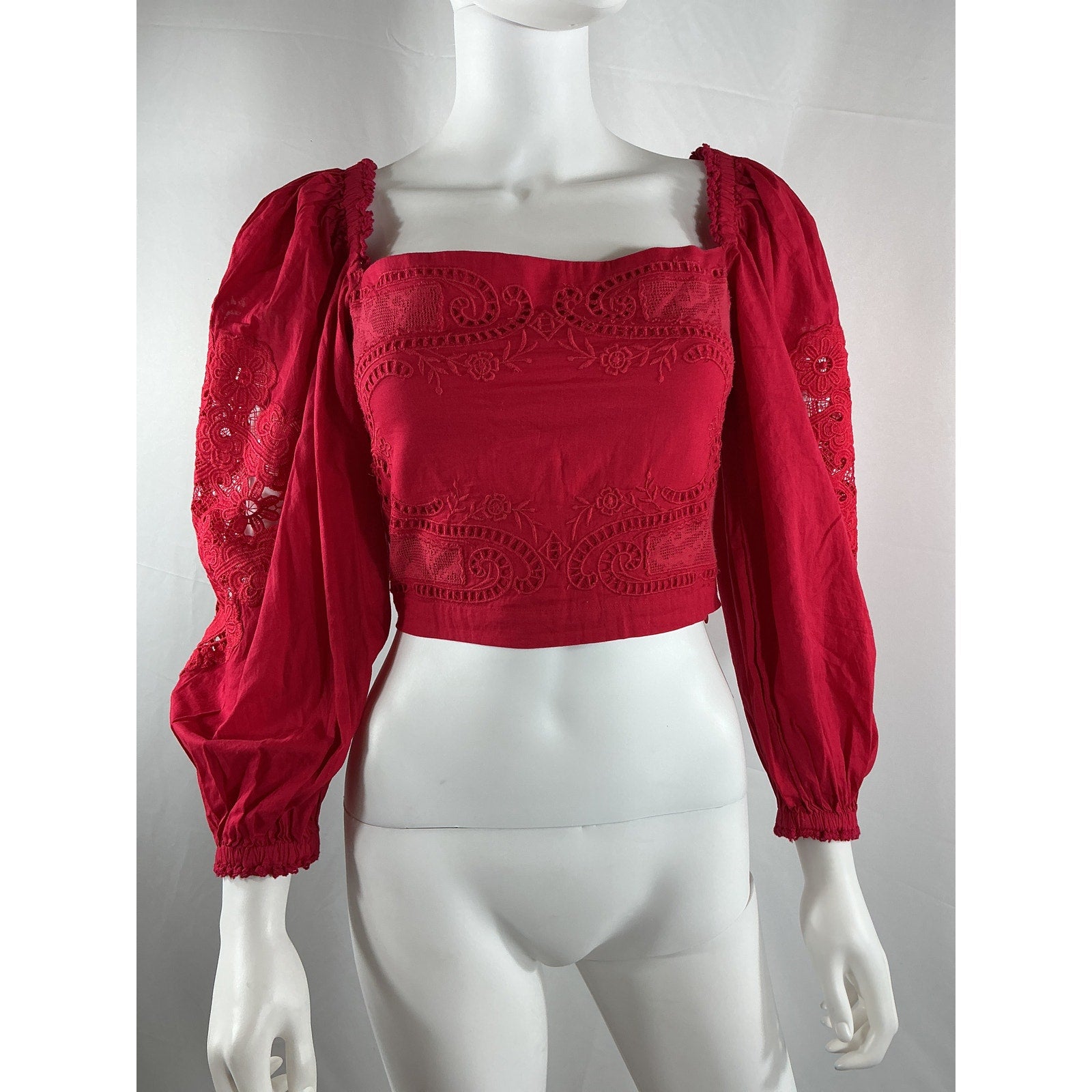 Farm Rio Lace Red Blouse Size XS