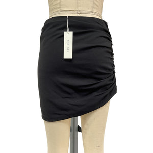The Sei Ruched Black Asymmetric Mini Skirt Size 6 NWT