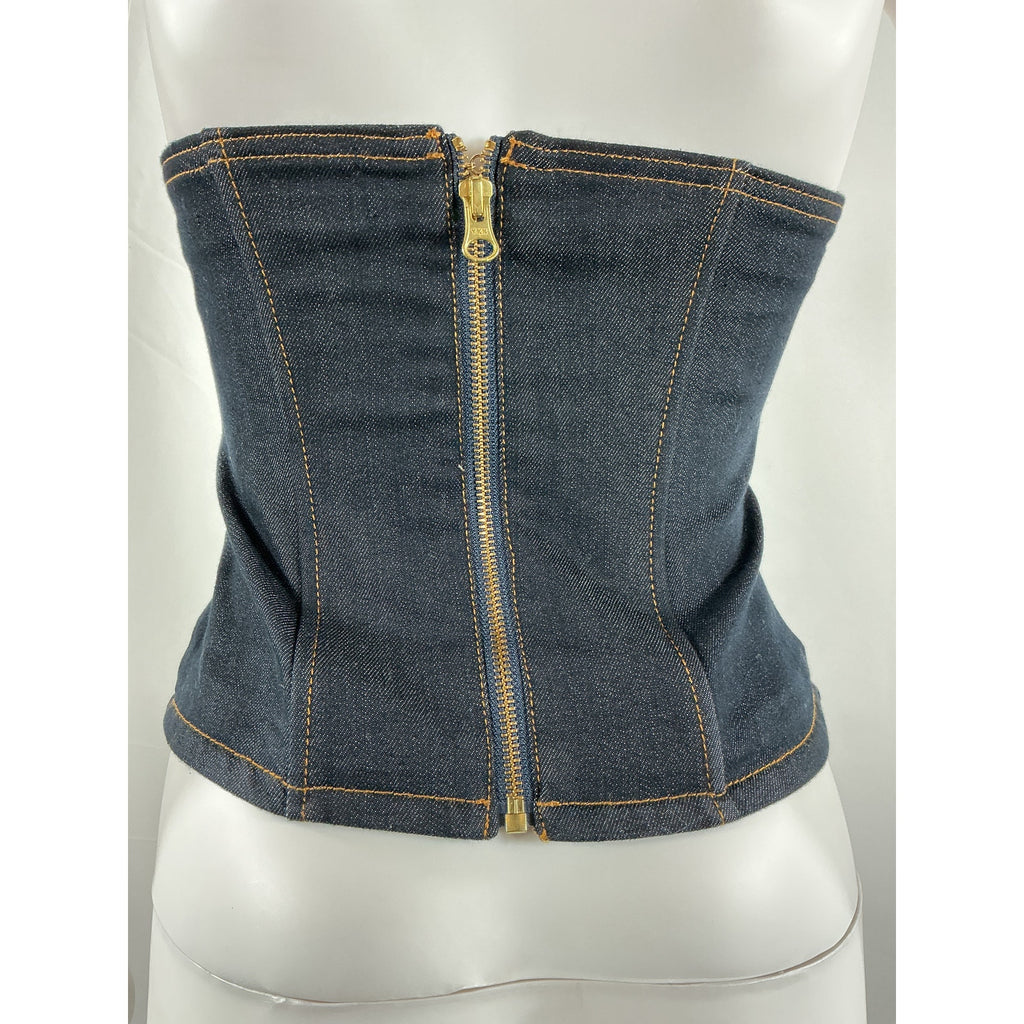 Retrofete 'Allie' Black Cotton Denim Top Size XS
