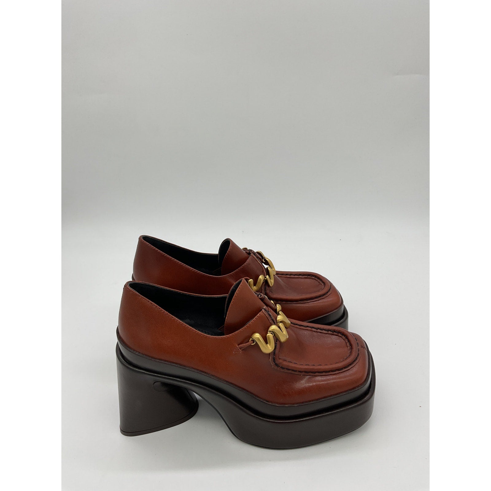 Cult Gaia 'Esa' Brown Leather Platform Size 6.5