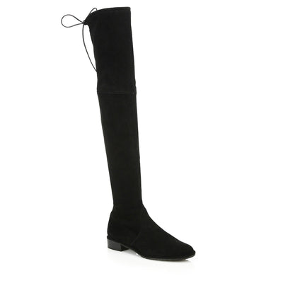 Stuart Weitzman 'Lowland' Black Leather Suede Thigh-High Boots Size 7.5