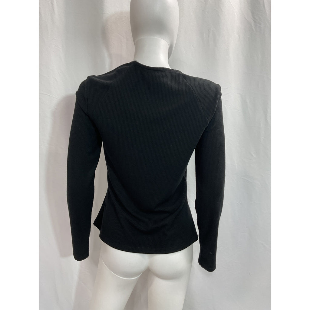 Jonathan Simkhai 'Merritt' Black Front Cutout Long Sleeve Top Size L