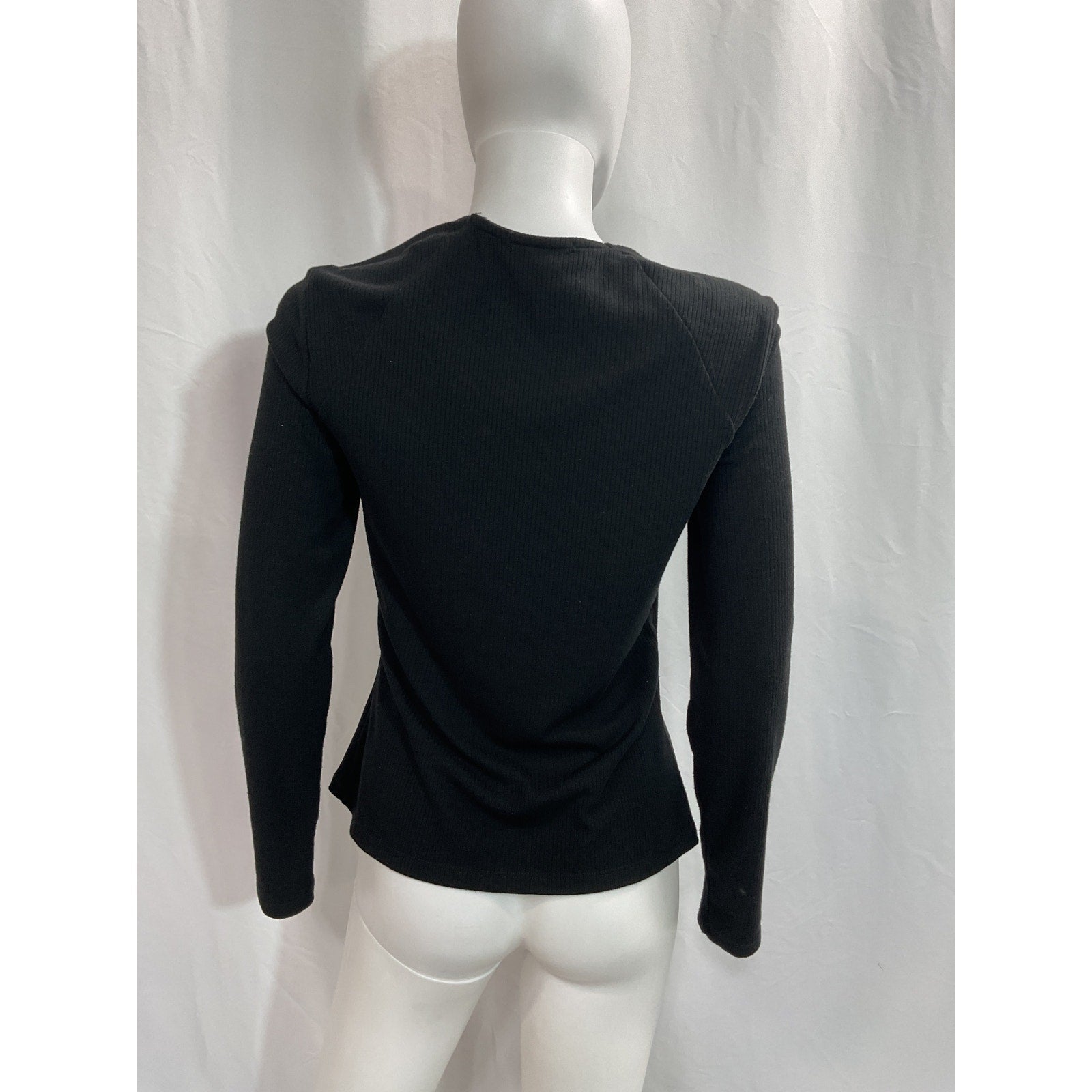 Jonathan Simkhai 'Merritt' Black Front Cutout Long Sleeve Top Size L
