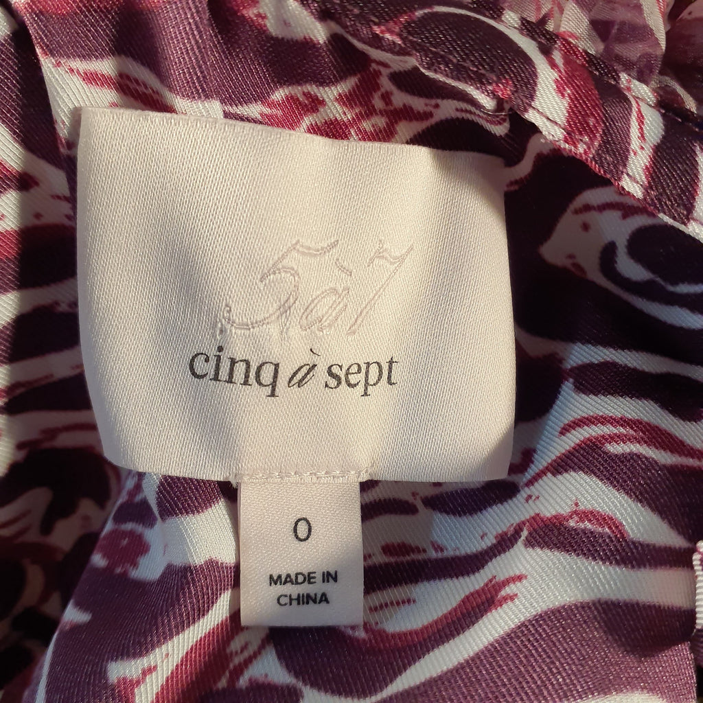Cinq A Sept 'Inkstrokes' Pink Daria Silk Midi Dress Size 0