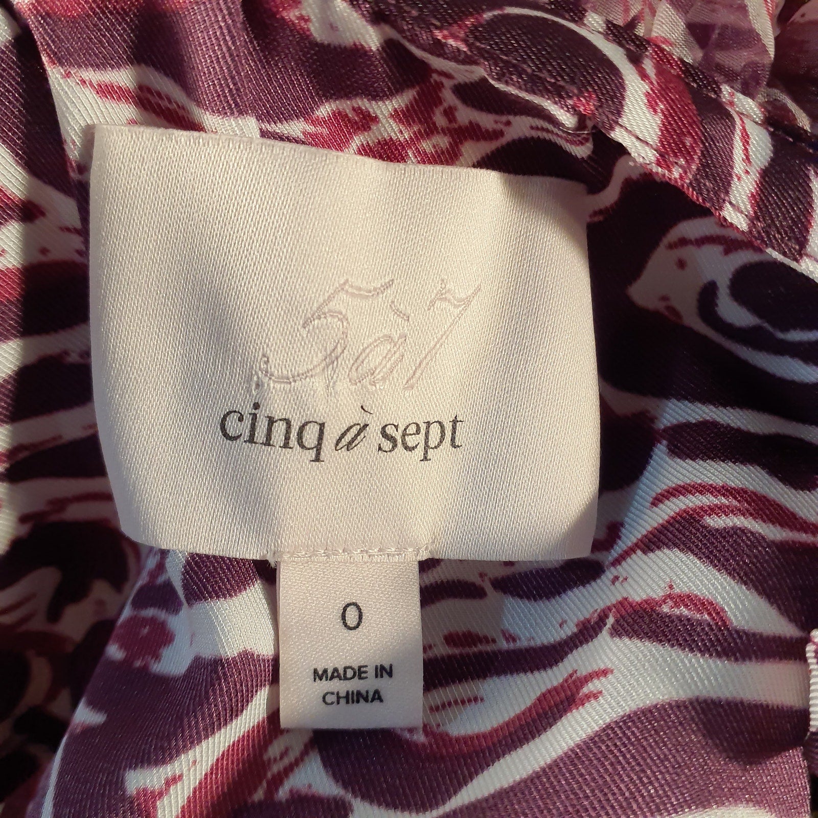 Cinq A Sept 'Inkstrokes' Pink Daria Silk Midi Dress Size 0