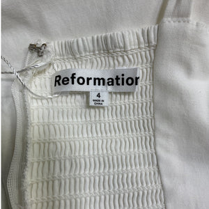 Reformation Ruched Cream Alfred Dress Size 4