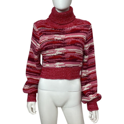 For Love & Lemons Cropped Red Wilma Turtleneck Sweater Size M