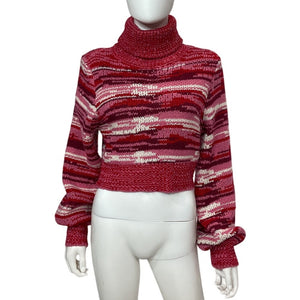 For Love & Lemons Cropped Red Wilma Turtleneck Sweater Size M