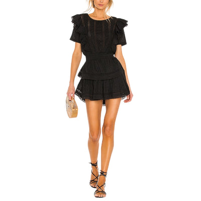 Loveshackfancy Ruffled Black Natasha Dress Size M